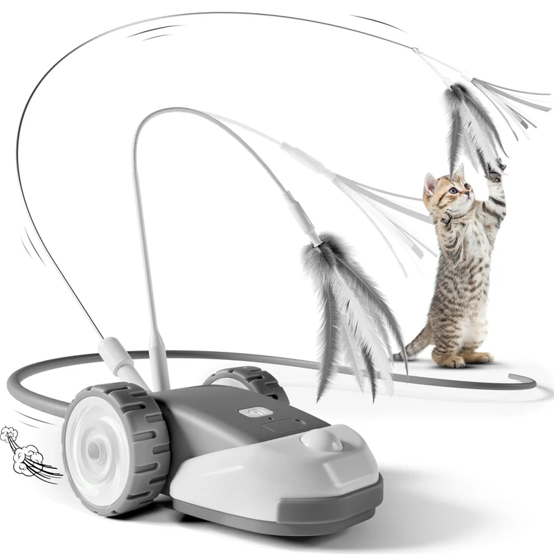 CYROS 3-en-1 Jouet Chat Interactif — Souris Mouvante, 2 Vitesses, Recharge USB-C