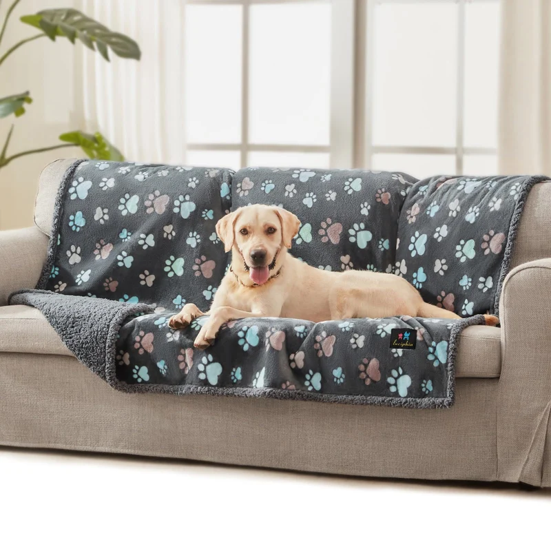 Luciphia Couverture Imperméable pour Animaux – Grand Format 65x57 pouces, Peluche Douce et Réversible