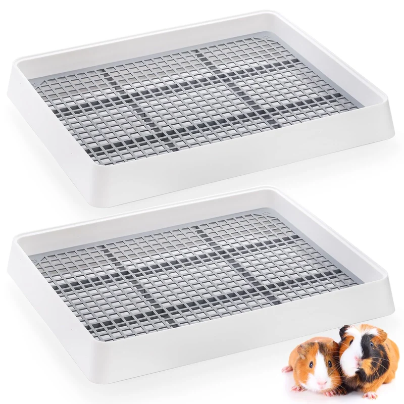 WUWEOT Lot de 2 Bacs Litière Grand Lapin – Entrée Bas et Grille Perforée