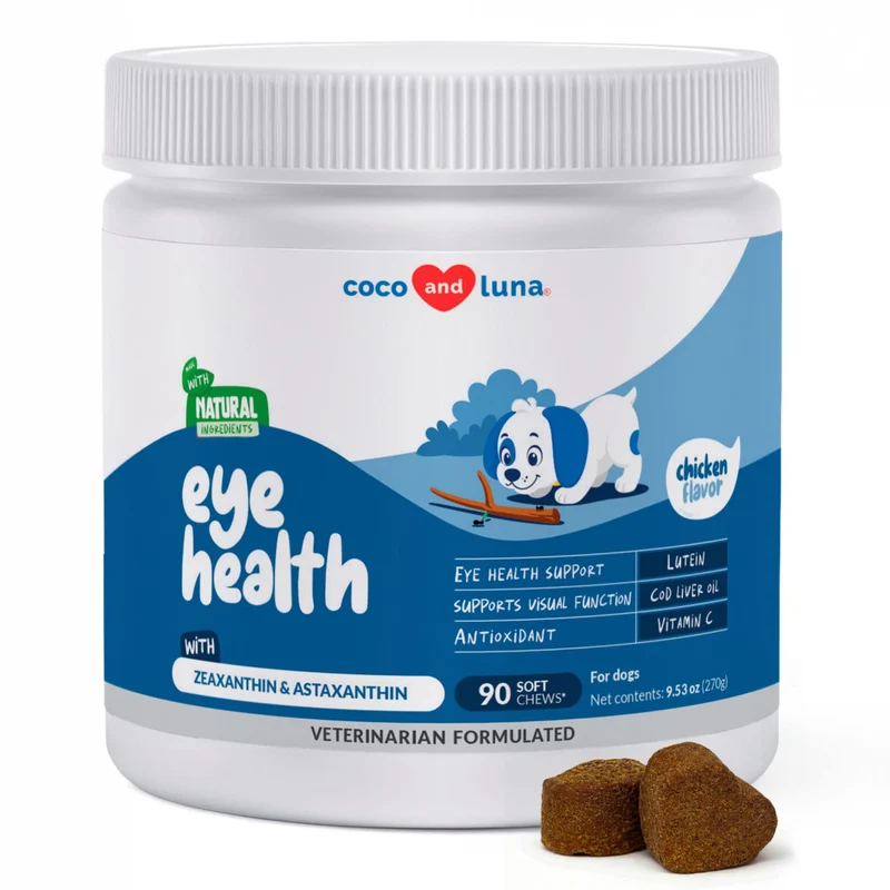Support Visuel pour Chiens – Coco et Luna, 90 Gommes Douces, Oméga-3 et Huile de Foie de Morue