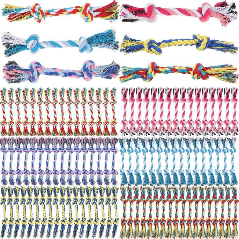 RoundFunny — 100 jouets corde à nœud multicolores pour chiens petits et moyens – jouets à mâcher