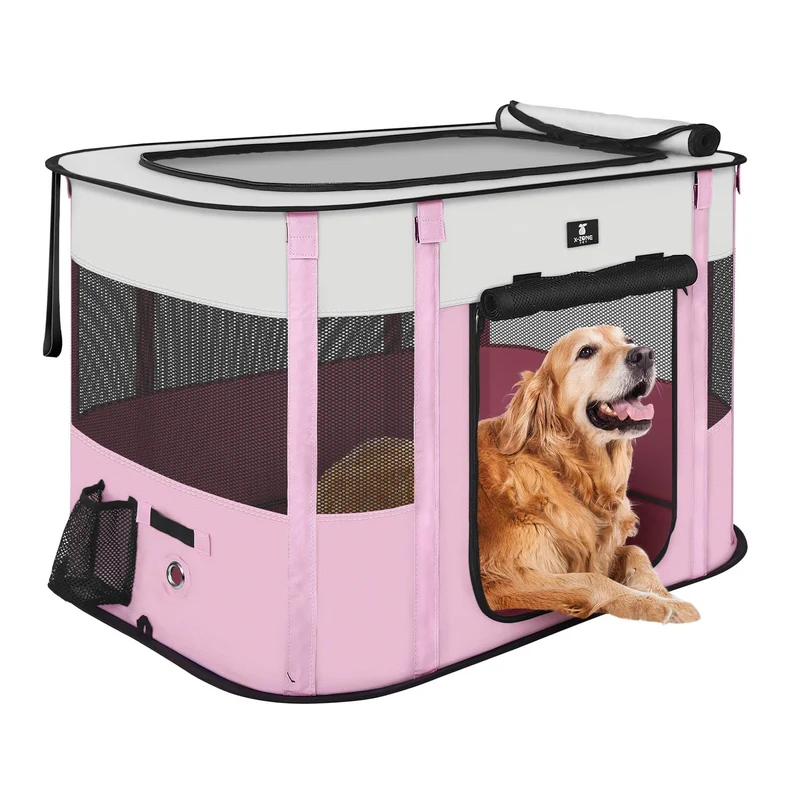 X-ZONE PET Parc Chien et Chat Rose 30'' – Aire de Jeu Portable et Pliable (Intérieur et Extérieur)