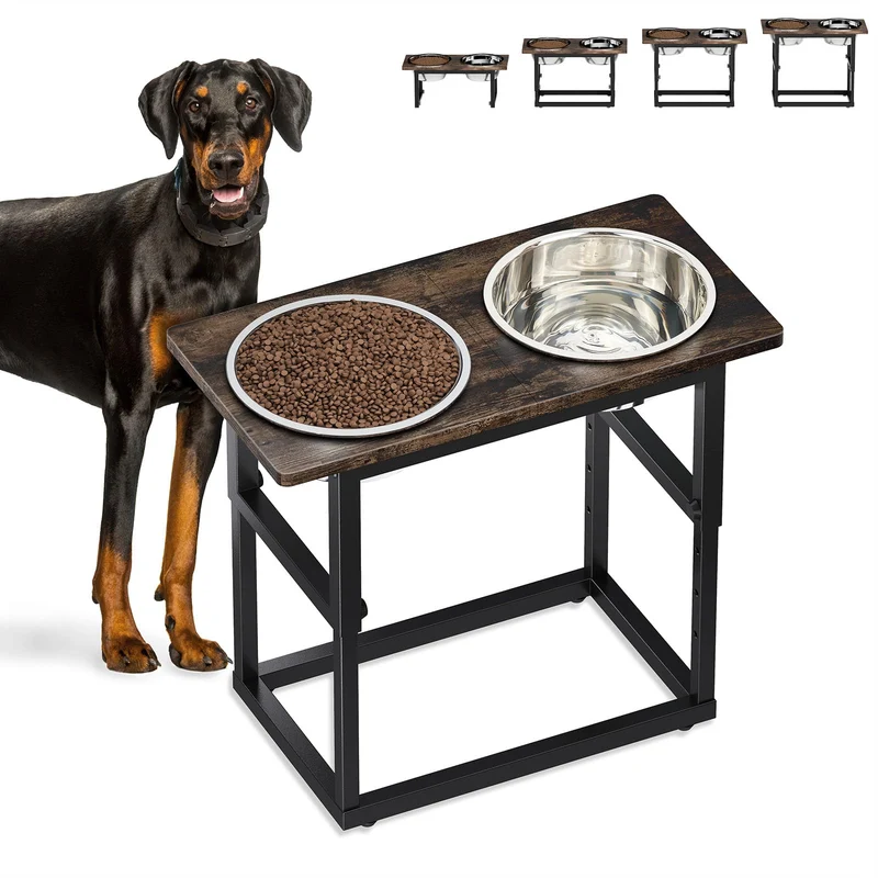 Zarler Gamelles Surlevées pour Chiens de Grande et Très Grande Taille – 5 Hauteurs Ajustables (8,2''–17,3'') – 2 Bols en Acier Inoxydable