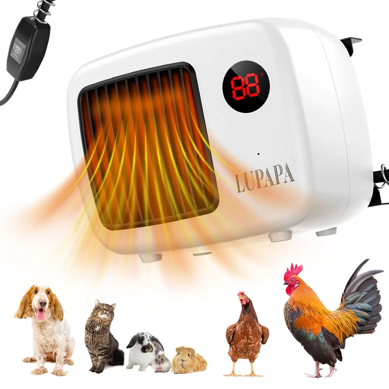 LUPAPA Chauffe-niche thermostatique mural pour chiens et chats — 300W/600W, câble résistant et sécurité anti-morsures