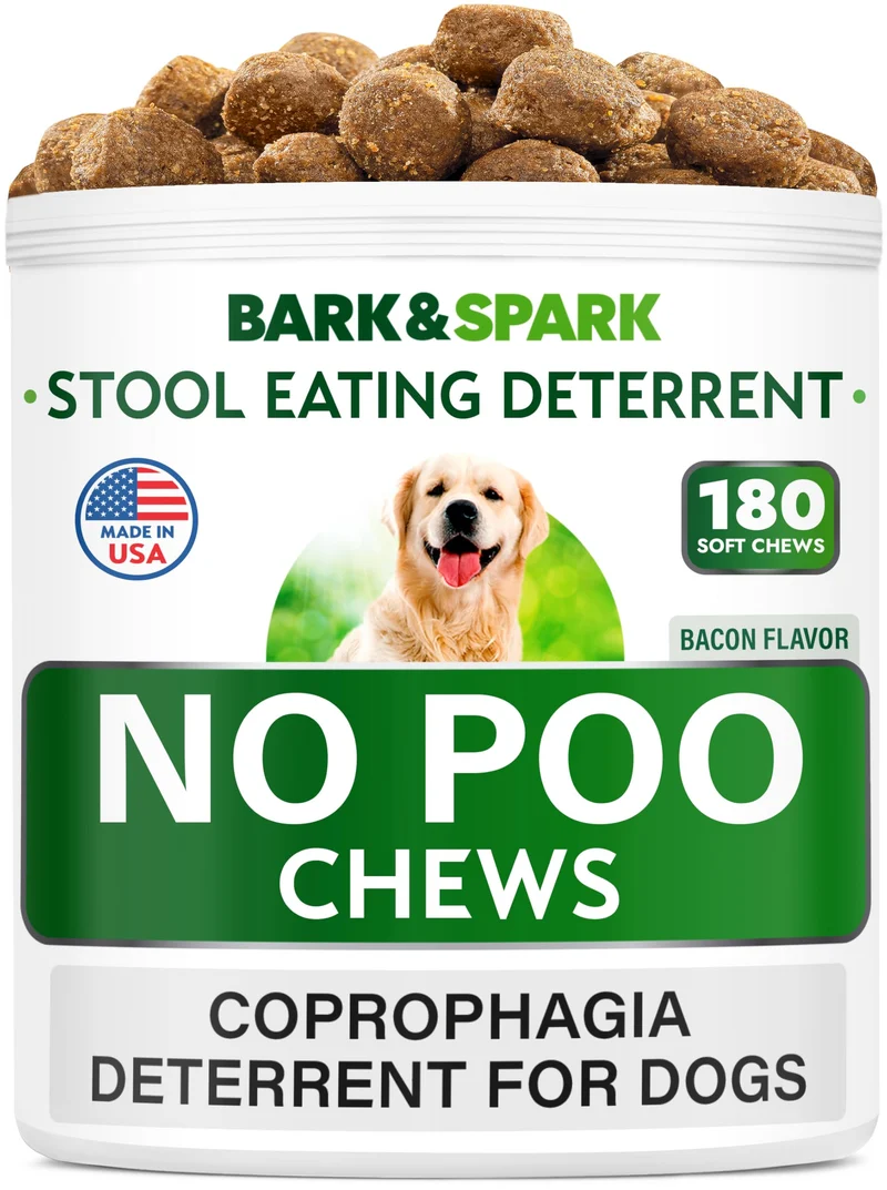 BARK&SPARK friandises anti-coprophagie pour chien — Probiotiques et enzymes | Digestion saine + haleine fraîche | Fabriqué aux États-Unis | 180 bouchées