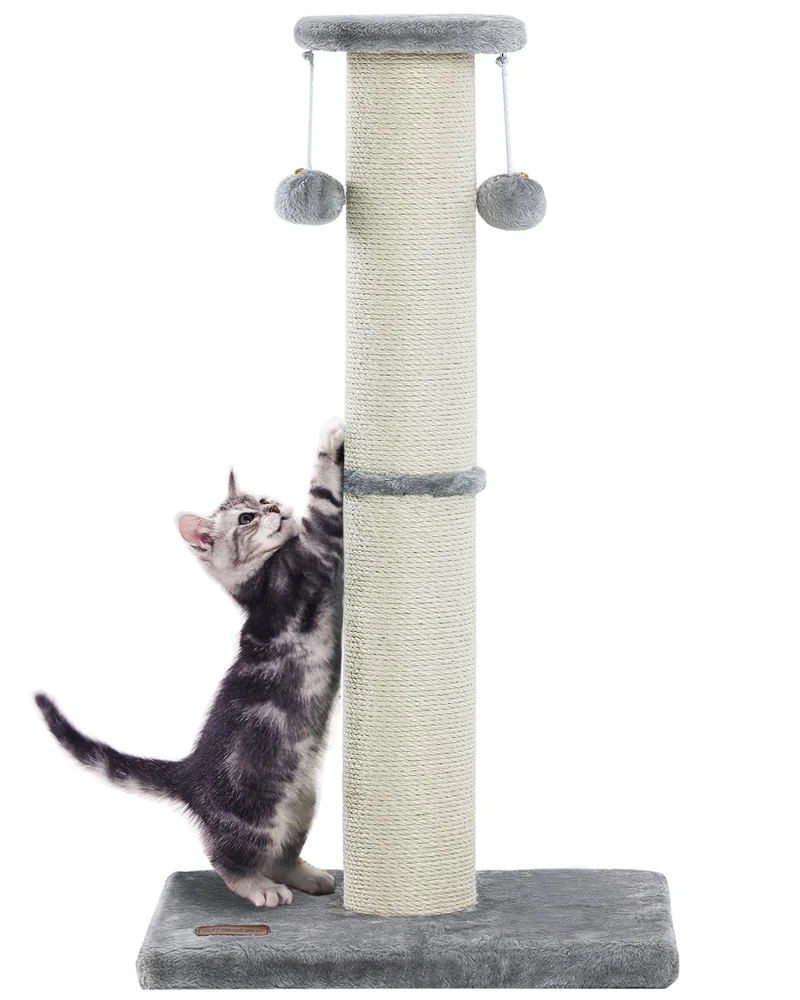 Kilodor Poteau Griffage Chat 34 Pouces – Sisal Grand Diamètre 4,3 Pouces – Gris