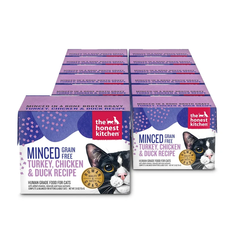 The Honest Kitchen - Aliment humide chat sans cereales dinde poulet canard en gravy au bouillon, qualite humaine, 2,8 oz x12