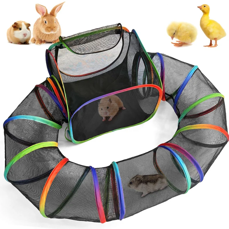 Parc TIKIWIK pour petits animaux avec tunnel arc‑en‑ciel – 98,4 pouces (2,5 m)