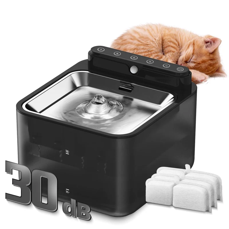 Fitenected Fontaine pour chat sans fil – 3,2 L, capteur de mouvement, sans BPA, 3 filtres