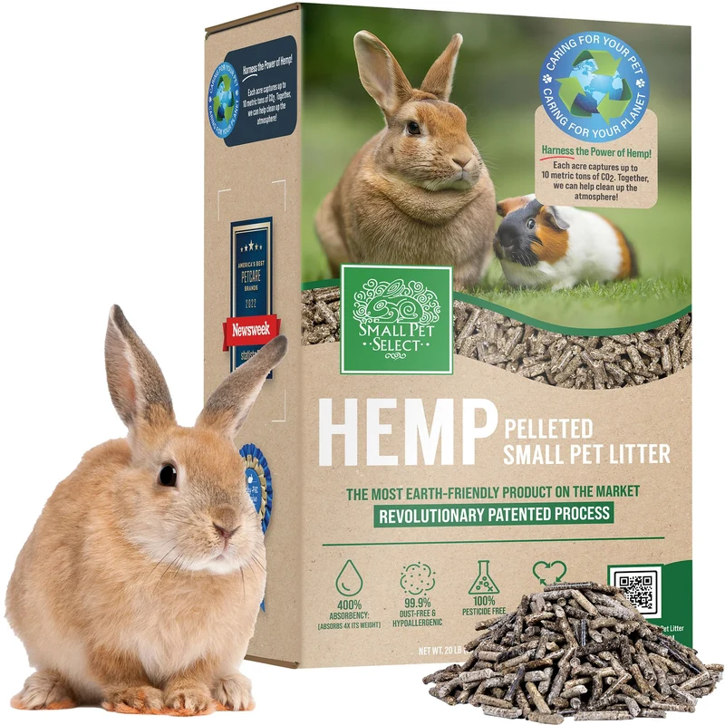 Small Pet Select - Litière pelletee en chanvre, biodégradable et contrôle des odeurs, 20 lb