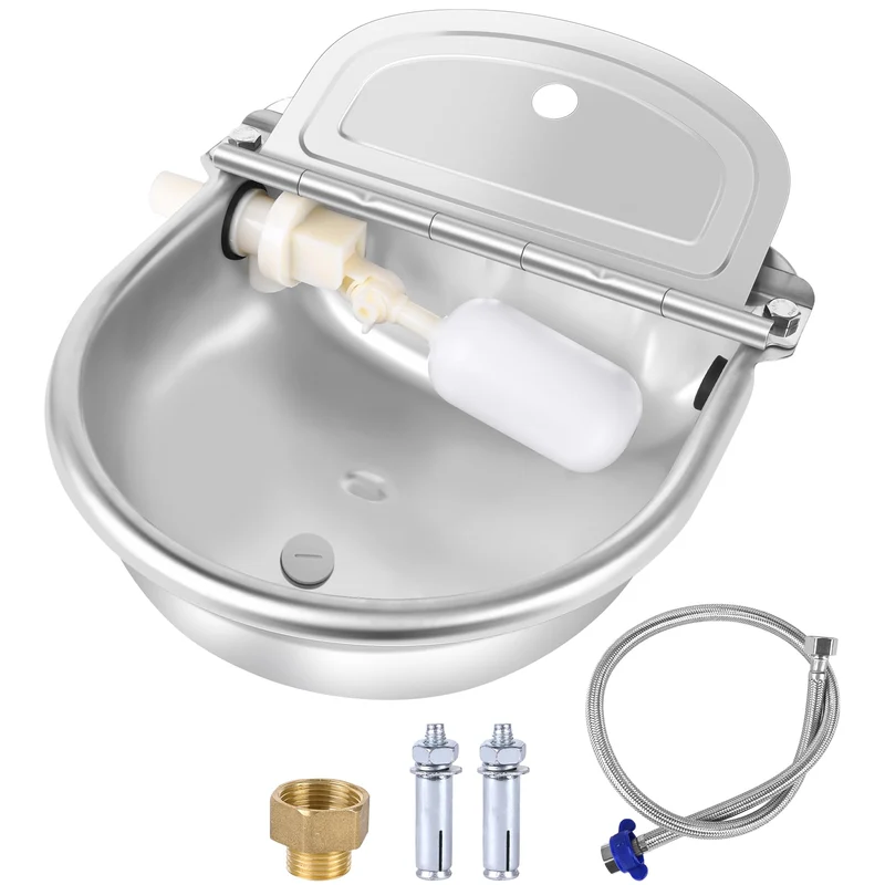 MYFAMIREA Abreuvoir Automatique en Acier Inoxydable pour Animaux – Remplissage Automatique