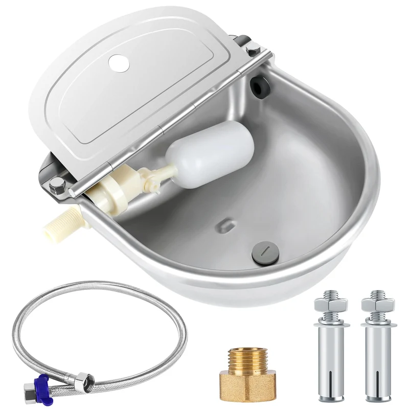 ToLanbbt Bol d'Eau Automatique en Inox avec Flotteur – Abreuvement Extérieur Fiable