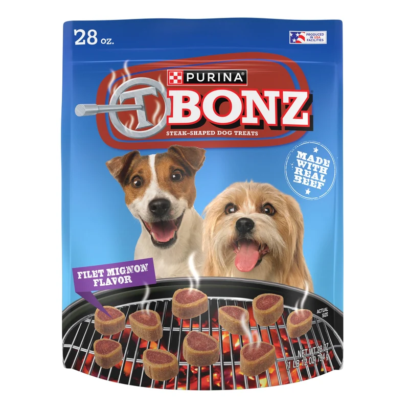 Merrick T-Bonz Friandises Filet Mignon en Forme de Steak pour Chiens – Pack de 4 Sachets 28 oz