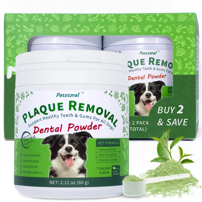 Petstoral Poudre Dentaire Antitartre – Pack 2x pour Chiens | Hygiène Buccale Naturelle et Haleine Fraîche