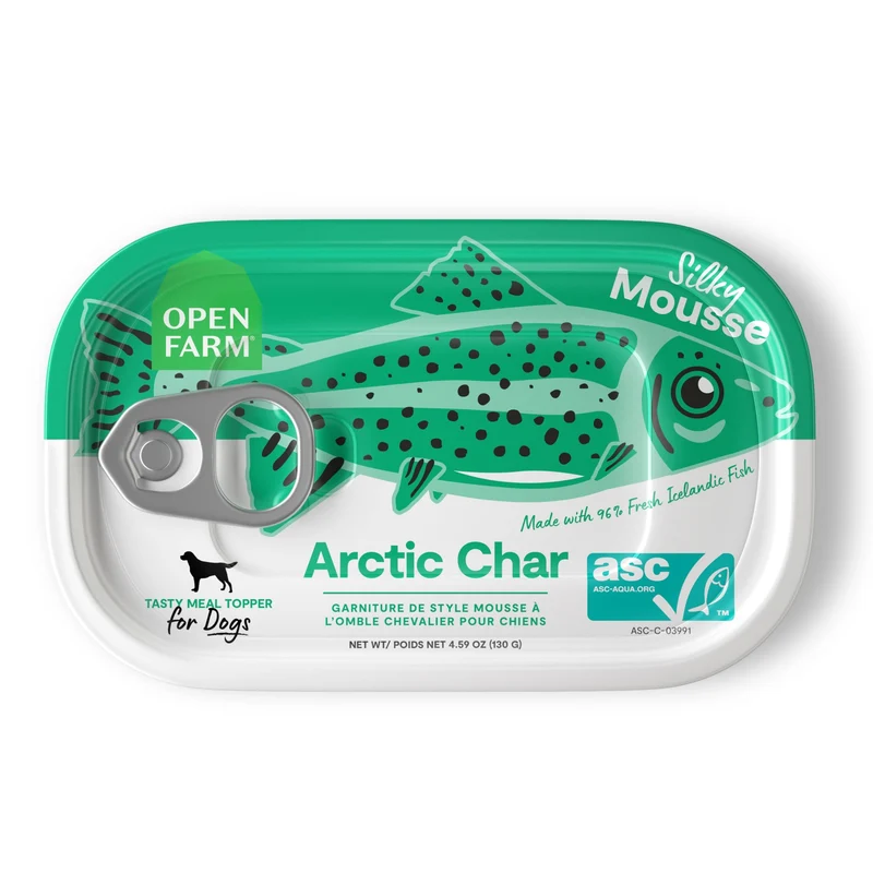 Open Farm Mousse Soyeuse Char Arctique — 96% poisson islandais, sans céréales, lot de 12 boîtes