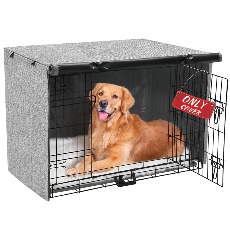 Housse de cage pour chien Akinerri 42 pouces – Portes doubles, imperméable, 600D Gris