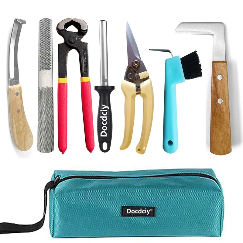 Docdciy 8 Pouces Coupe-Sabot et Kit Affûteur – Outils Professionnels pour Sabots de Chèvres, Cochons et Animaux
