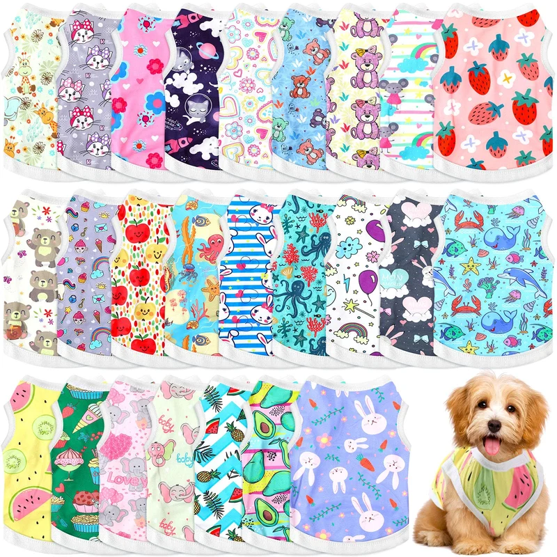 Paterr – 25 maillots imprimés pour chiens et chats, respirants, taille M