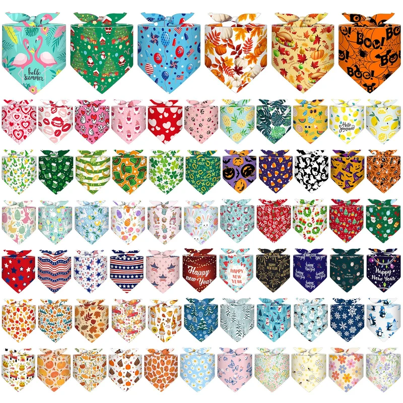 Reginary Bandanas pour Chien – 72 Motifs Fêtes et Saisons, Ajustables