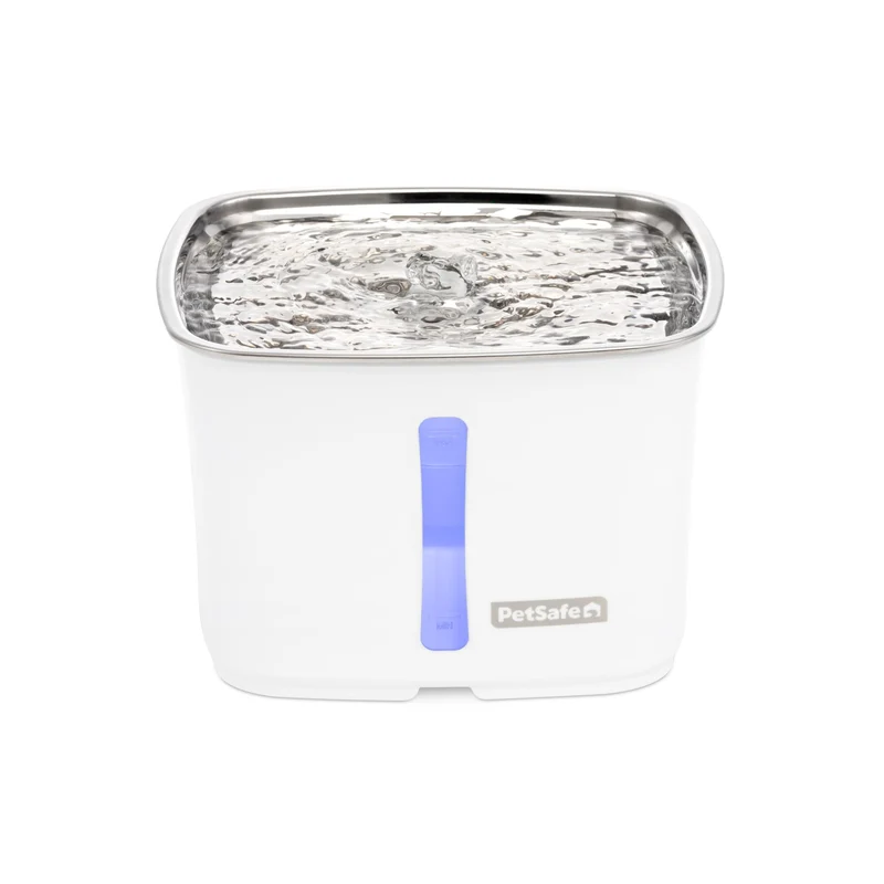 PetSafe Viva Fontaine pour Animaux – Hydratation Saine, Double Filtration, Silencieuse, 64 oz, Acier Inoxydable