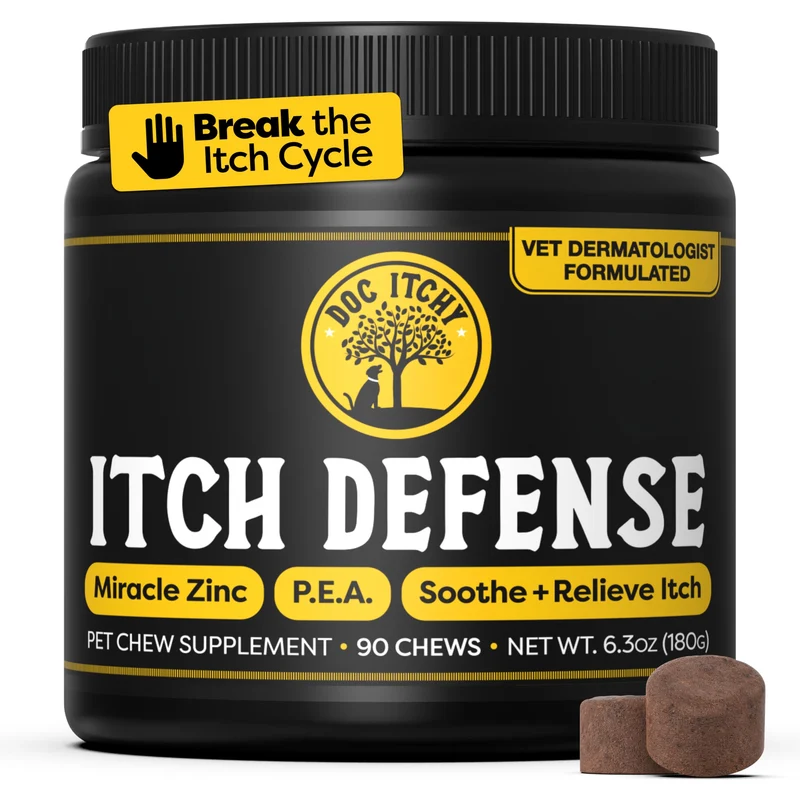 DocItchy Itch Defense pour Chiens — Zinc + P.E.A., 90 friables