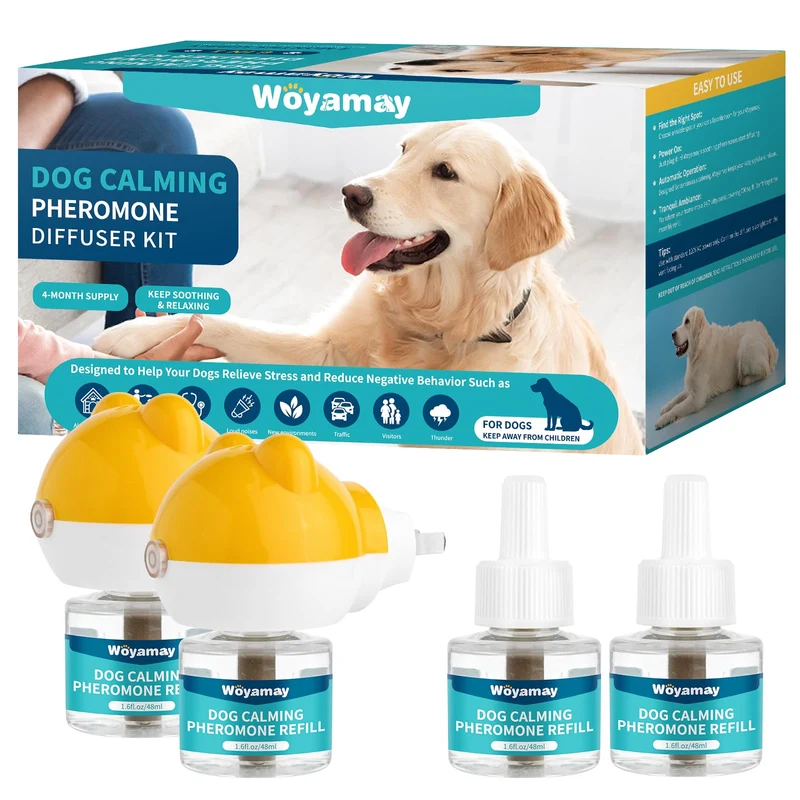 Diffuseur calmant Woyamay pour chiens – kit 6 en 1 avec 2 diffuseurs et 4 recharges