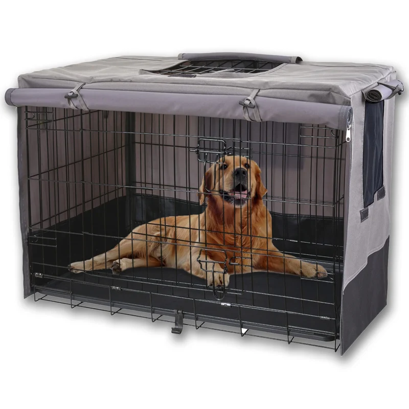 Rachmi Cache-Caisse Chien 42 Pouces – Étanche, Anti-Vent et Porte Double pour Cage Universelle