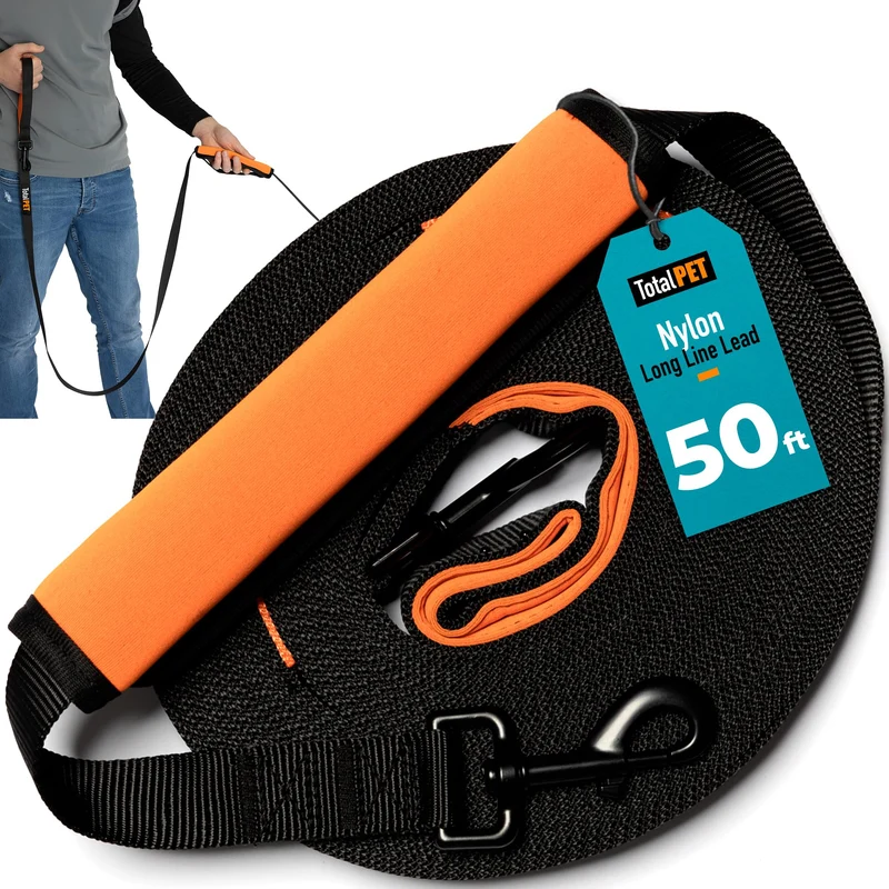 Total Pet - Longe 50 pieds pour chiens | Entraînement à distance, nylon robuste