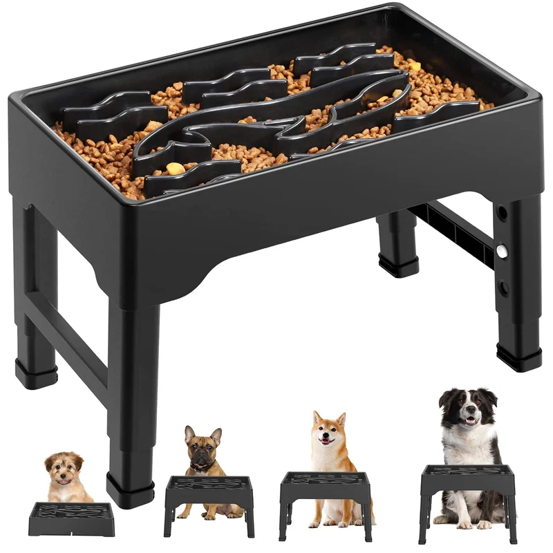 Tivray Bol Élevé – Alimentation Lente pour Chiens Grands, 4 Niveaux, Capacité 2,2 L