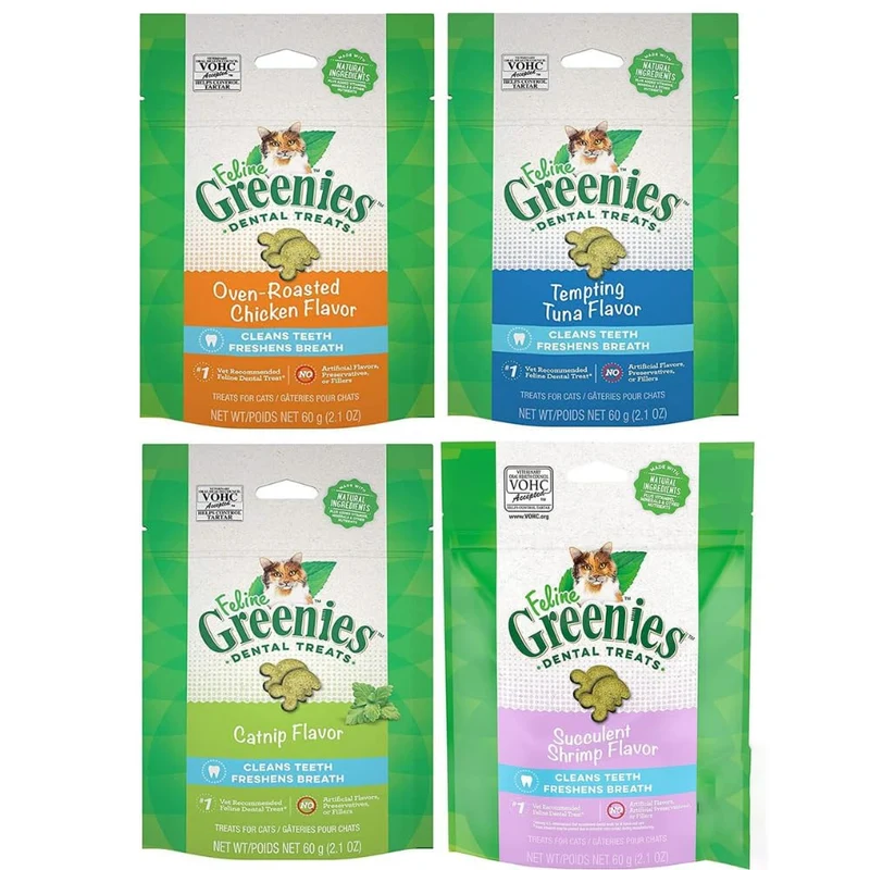 Greenies Coffret Variété – 4 Friandises Dentaires pour Chats, 4 Saveurs, 2,1 oz par Sachet