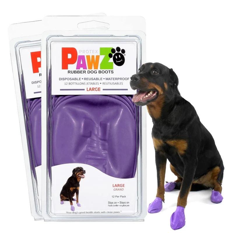 Bottes Protex PawZ pour chiens grandes pattes - Imperméables et antidérapantes - Violet - Lot de 24
