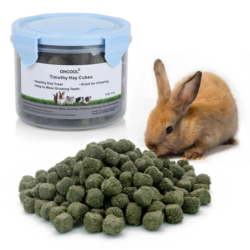 Ohcool Cubes de foin de timothée – 24 oz (4 x 6 oz) Péllets 100% Naturels pour lapins, tortues et cochons d'Inde