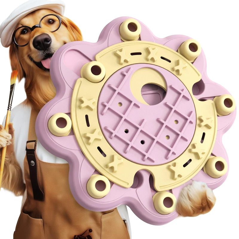 KADTC – Jouet puzzle pour chien à 3 niveaux, stimulation mentale et repas lent – Rose