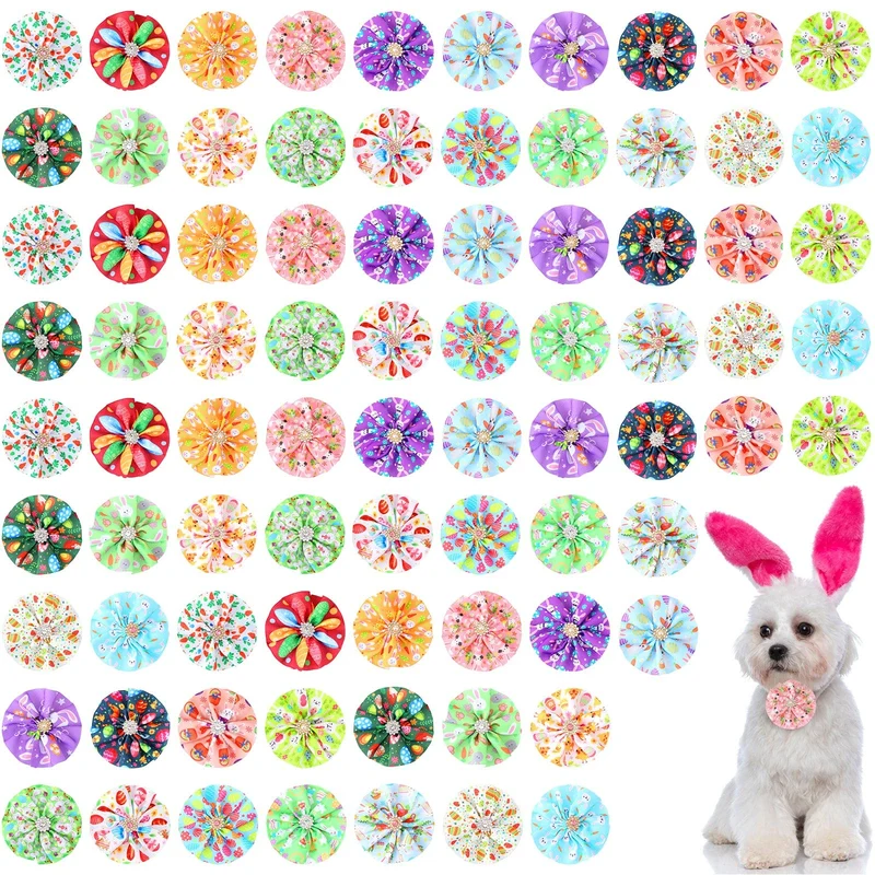 Kigeli – 80 Noeuds de Collier Paques pour Chiens et Chats, 20 Designs Colorés