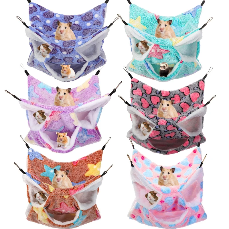 Sadnyy – 6 hamacs suspendus pour petits animaux, 3 niveaux, peluche douce – cobaye, rat, souris, chinchilla, écureuil