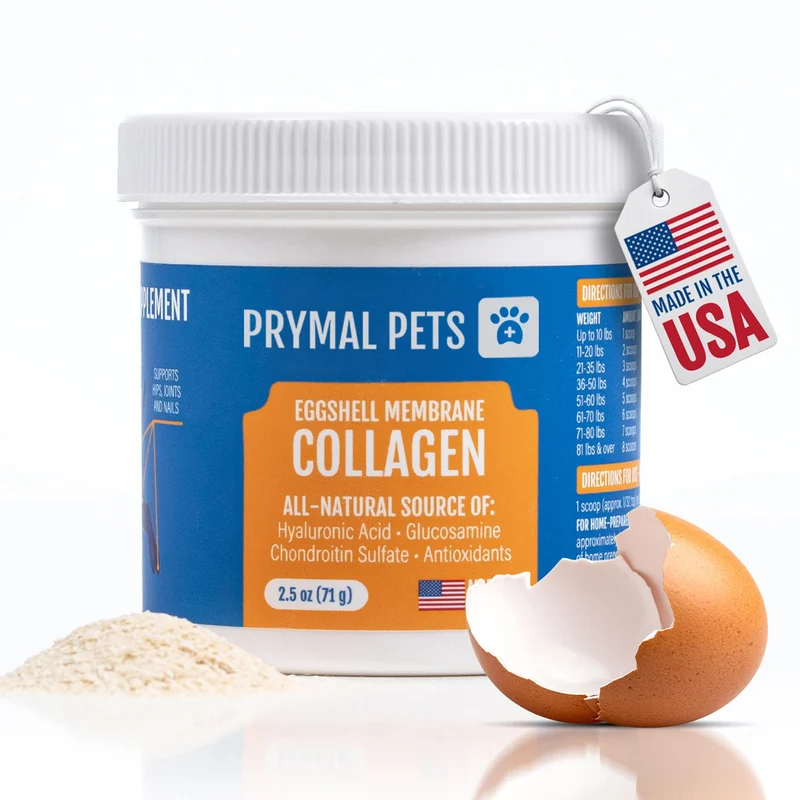 Prymal Pets – Collagène Membrane d’Œuf pour Chiens – Poudre Naturelle Sans Gélatine ni Moelle, Soutien Hanches et Pelage