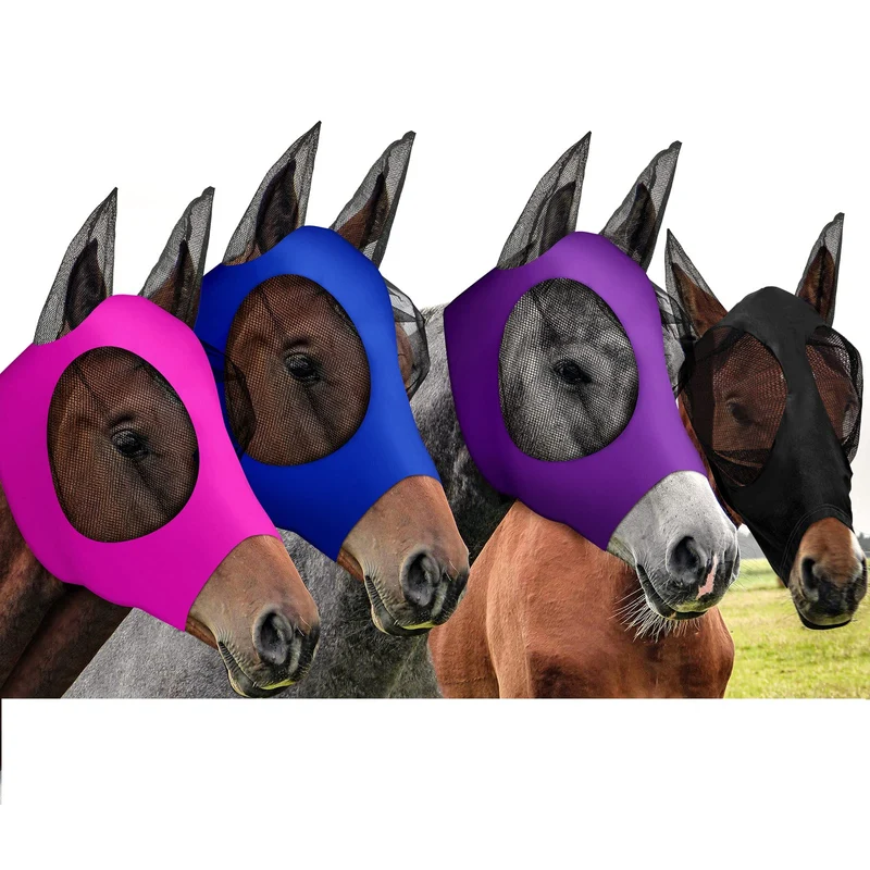 Frienda — 4 Masques Anti-Mouches pour Chevaux (Taille Moyenne, 4 Couleurs)