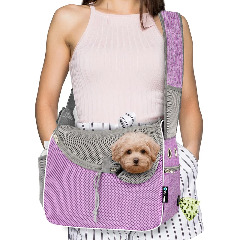 PetAmi Sling porte-animal – Sac bandoulière pour petit chien et chat, jusqu'à 4,5 kg, Violet