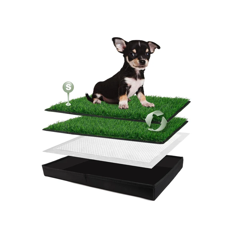 HQ4US 4LEGS Tapis d’Herbe pour Chien — Bac Pliable et Tapis Artificiels (23×15 pouces)