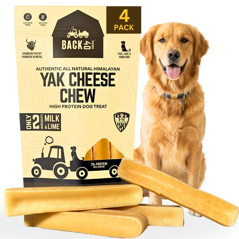 Back 40 Dogs – Friandises Yak Fromage Himalayen pour Grands Chiens – 2 Ingrédients, Protéines Élevées, Sans Odeur