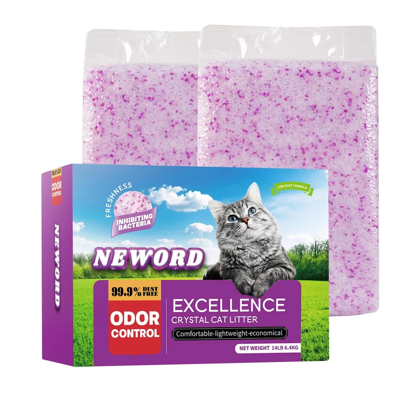 NEWORD Litière en Cristaux pour Chat – Lavande, Contrôle d’Odeur Supérieur, Sans Poussière, Lot 2x7 lb