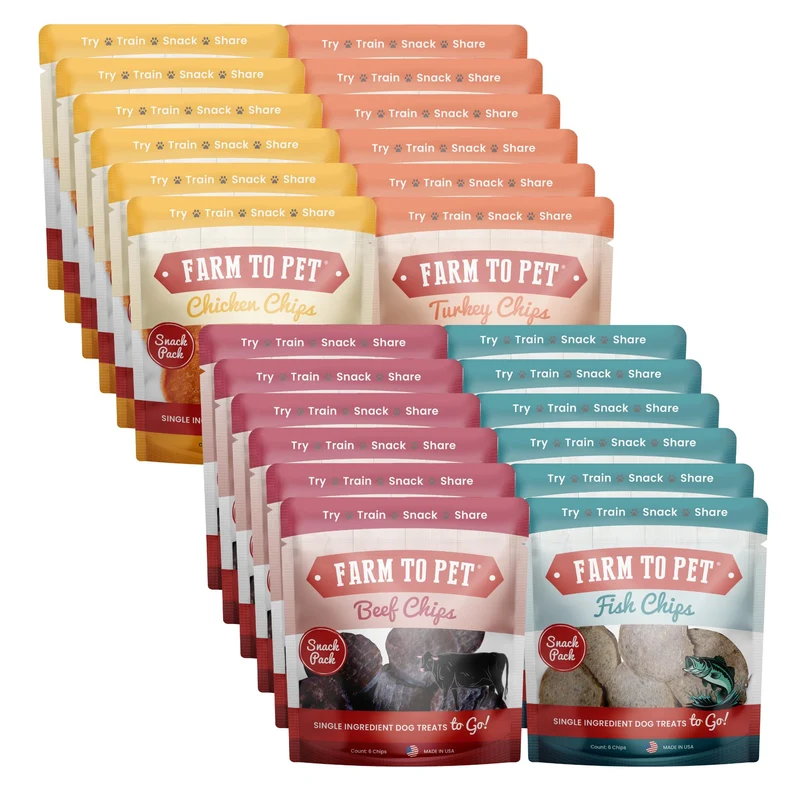 Farm To Pet – Friandises d’entraînement pour chien, Lot 24 saveurs, Ingrédients uniques