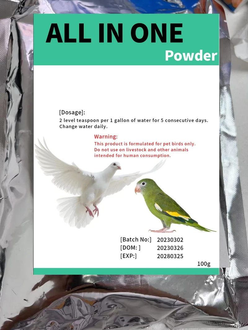 Liovsiso Poudre Tout-en-Un pour Pigeons et Oiseaux – Soin Polyvalent pour Perroquets, Canaris et Petits Oiseaux