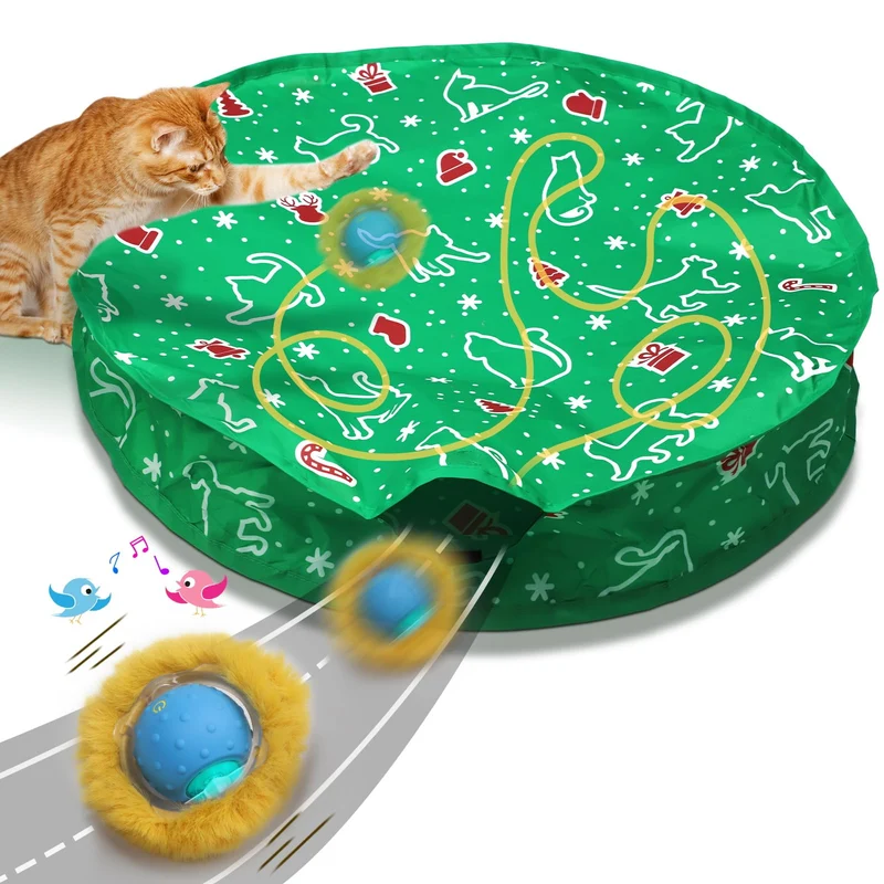 Giociv Balle Interactive pour Chat — Jeu de Poursuite et Sons d’Oiseaux
