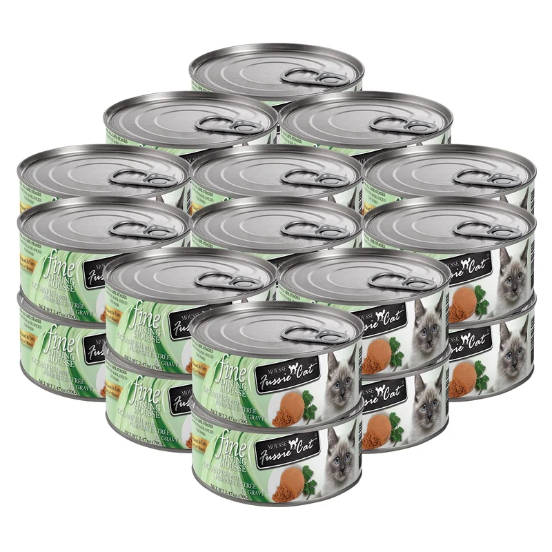 Fussie Cat Mousse Gastronomique Océan-Poisson et Citrouille – Entrée Humide pour Chats, 24 boîtes de 2,47 oz