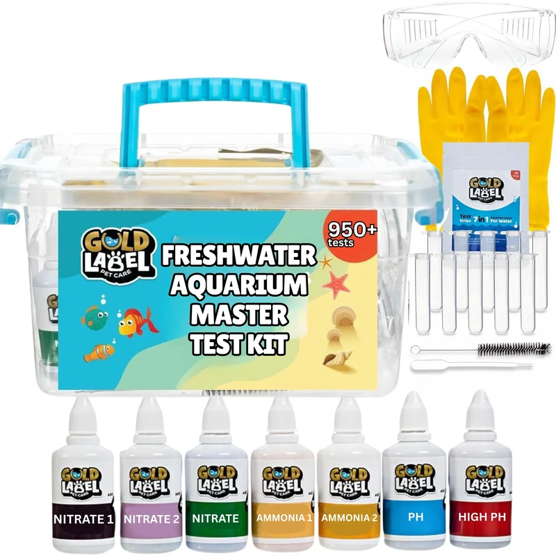 Kit Master Test d’Aquarium Eau Douce – GOLD LABEL PET CARE – 950+ Tests pH, Ammoniaque, Nitrite et Nitrate