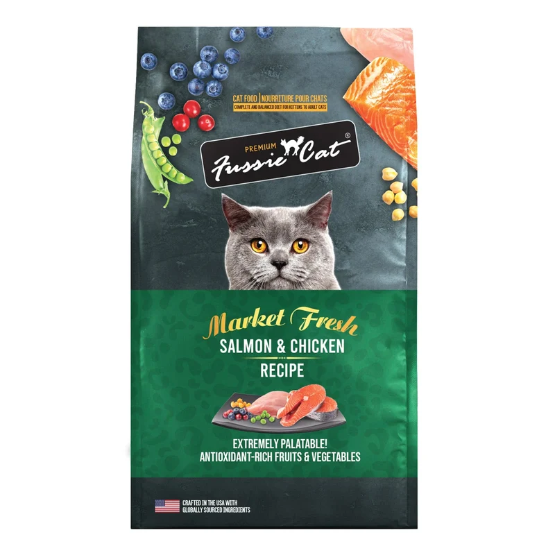 Fussie Cat Market Fresh Saumon et Poulet – Croquettes pour chat, sac 4,54 kg (10 lb)