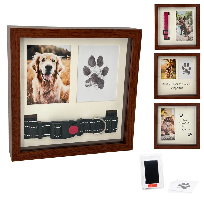 OtterPets Cadre Mémorial pour Chien 9x9 – Empreinte Patte Sans Encre et 4 Supports d’Affichage