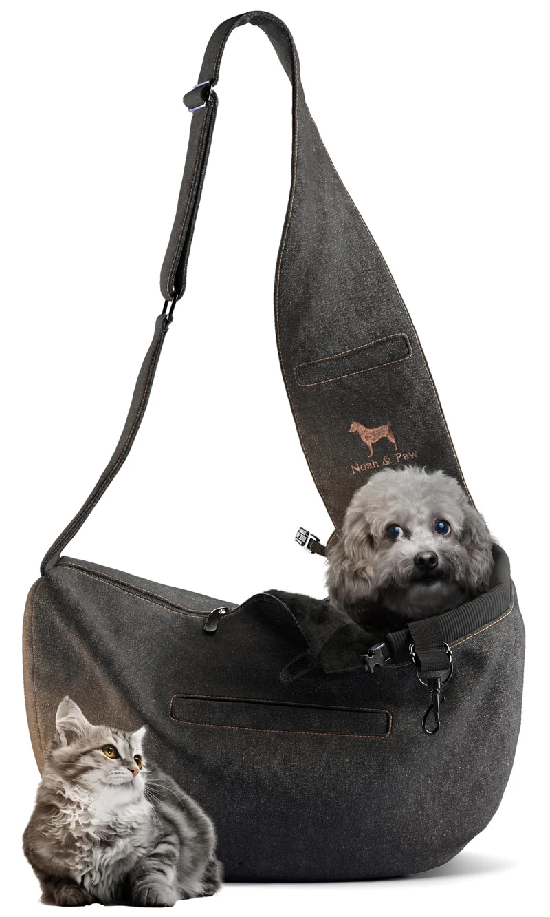 NOAH & PAW Porte-Chien pour Petits Chiens 5-18 livres – Denim, Sécurité Triple, Lavable