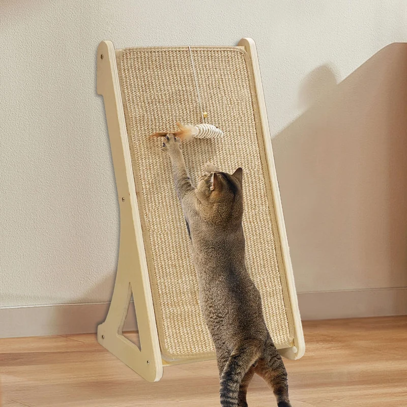 Aberatail Griffoir Chat en L – Sisal, Pad Grattage, Protège-Meubles, Jouet Souris